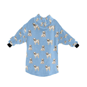 Watercolor Elegance Fawn Pugs Blanket Hoodie-Blanket-Apparel, Blanket Hoodie, Blankets, Dog Mom Gifts, Pug-18