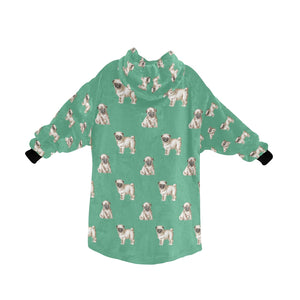 Watercolor Elegance Fawn Pugs Blanket Hoodie-Blanket-Apparel, Blanket Hoodie, Blankets, Dog Mom Gifts, Pug-24