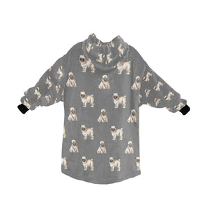 Watercolor Elegance Fawn Pugs Blanket Hoodie-Blanket-Apparel, Blanket Hoodie, Blankets, Dog Mom Gifts, Pug-27