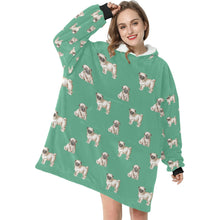 Load image into Gallery viewer, Watercolor Elegance Fawn Pugs Blanket Hoodie-Blanket-Apparel, Blanket Hoodie, Blankets, Dog Mom Gifts, Pug-3