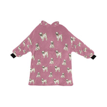 Load image into Gallery viewer, Watercolor Elegance Fawn Pugs Blanket Hoodie-Blanket-Apparel, Blanket Hoodie, Blankets, Dog Mom Gifts, Pug-Dusty Pink-ONE SIZE-14