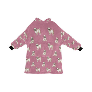 Watercolor Elegance Fawn Pugs Blanket Hoodie-Blanket-Apparel, Blanket Hoodie, Blankets, Dog Mom Gifts, Pug-Dusty Pink-ONE SIZE-14