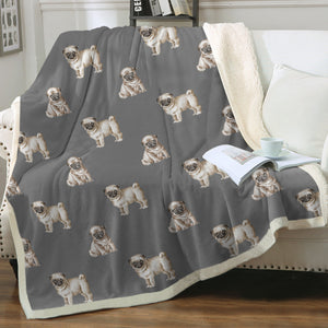 Watercolor Elegance Fawn Pugs Sherpa Fleece Blanket - 8 Colors-Blanket-Bedding, Blankets, Home Decor, Pug-7