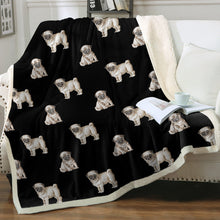 Load image into Gallery viewer, Watercolor Elegance Fawn Pugs Sherpa Fleece Blanket - 8 Colors-Blanket-Bedding, Blankets, Home Decor, Pug-Midnight Black-Single-22