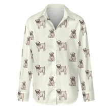 Load image into Gallery viewer, Watercolor Elegance Fawn Pugs Women&#39;s Shirt - 9 Colors-Apparel-Apparel, Dog Mom Gifts, Pug, Shirt-Ivory White-S-11