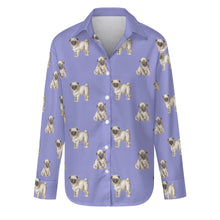 Load image into Gallery viewer, Watercolor Elegance Fawn Pugs Women&#39;s Shirt - 9 Colors-Apparel-Apparel, Dog Mom Gifts, Pug, Shirt-Lavender Purple-S-29