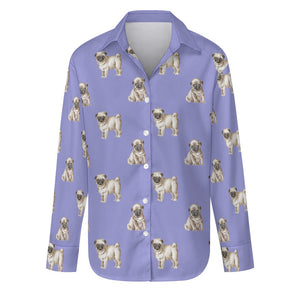 Watercolor Elegance Fawn Pugs Women's Shirt - 9 Colors-Apparel-Apparel, Dog Mom Gifts, Pug, Shirt-Lavender Purple-S-29