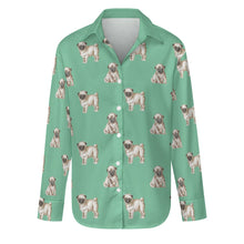 Load image into Gallery viewer, Watercolor Elegance Fawn Pugs Women&#39;s Shirt - 9 Colors-Apparel-Apparel, Dog Mom Gifts, Pug, Shirt-Mint Green-S-26