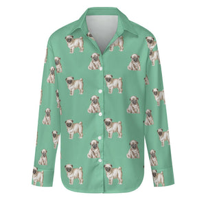 Watercolor Elegance Fawn Pugs Women's Shirt - 9 Colors-Apparel-Apparel, Dog Mom Gifts, Pug, Shirt-Mint Green-S-26