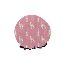 Load image into Gallery viewer, Watercolor Elegance Fawn Red Whippets Christmas Elastic Reusable Shower Caps-Accessories-Accessories, Christmas, Dog Mom Gifts, Greyhound, Whippet-6