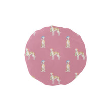 Load image into Gallery viewer, Watercolor Elegance Fawn Red Whippets Christmas Elastic Reusable Shower Caps-Accessories-Accessories, Christmas, Dog Mom Gifts, Greyhound, Whippet-PaleVioletRed1-ONE SIZE-5