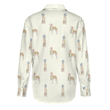 Load image into Gallery viewer, Watercolor Elegance Fawn Red Whippets Christmas Women&#39;s Shirt-Apparel-Apparel, Christmas, Dog Mom Gifts, Greyhound, Shirt, Whippet-15