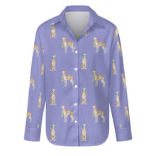 Load image into Gallery viewer, Watercolor Elegance Fawn Red Whippets Christmas Women's Shirt-Apparel-Apparel, Christmas, Dog Mom Gifts, Greyhound, Shirt, Whippet-Lavender Purple-S-32