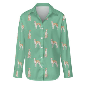 Watercolor Elegance Fawn Red Whippets Women's Shirt-Apparel-Apparel, Dog Mom Gifts, Greyhound, Shirt, Whippet-Mint Green-S-29