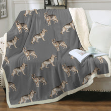 Load image into Gallery viewer, Watercolor Elegance German Shepherds Sherpa Fleece Blanket - 8 Colors-Blanket-Bedding, Blankets, German Shepherd, Home Decor-Parisian Gray-Single-16