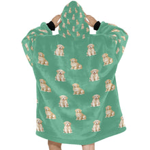 Load image into Gallery viewer, Watercolor Elegance Golden Retriever Puppies Blanket Hoodie-Blanket-Apparel, Blanket Hoodie, Blankets, Dog Mom Gifts, Golden Retriever-25