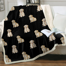 Load image into Gallery viewer, Watercolor Elegance Golden Retriever Puppies Fleece Blanket - 8 Colors-Blanket-Bedding, Blankets, Golden Retriever, Home Decor-Midnight Black-Single-8