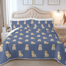 Load image into Gallery viewer, Watercolor Elegance Golden Retriever Puppies Quilted Bedding Set-Bedding-Bedding,Blankets,Christmas,Home Decor-12