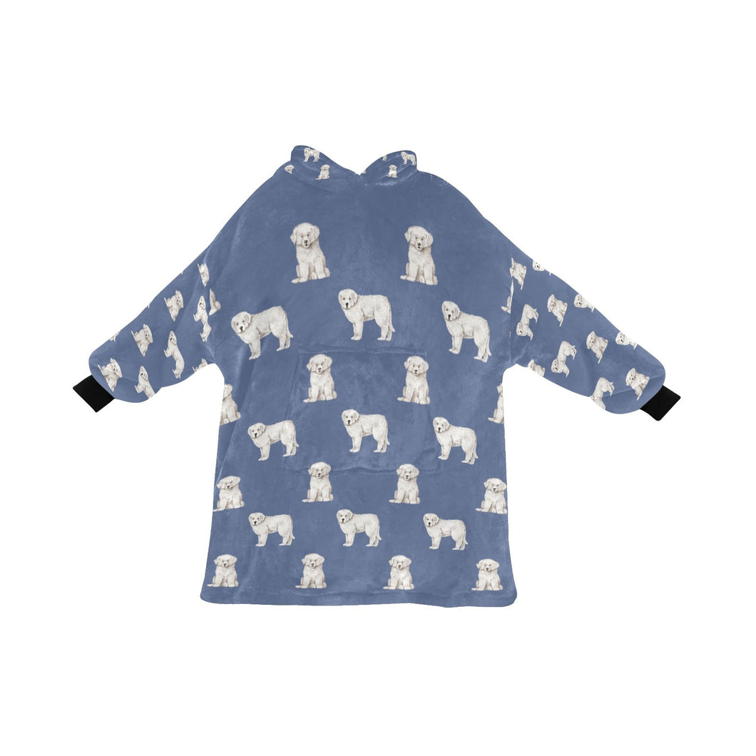 Watercolor Elegance Great Pyrenees Puppies Blanket Hoodie-Blanket-Apparel, Blanket Hoodie, Blankets, Dog Mom Gifts, Great Pyrenees-Slate Blue-ONE SIZE-20