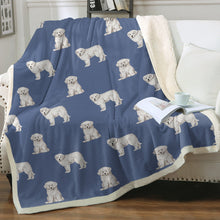 Load image into Gallery viewer, Watercolor Elegance Great Pyrenees Puppies Fleece Blanket - 8 Colors-Blanket-Bedding, Blankets, Great Pyrenees, Home Decor-Cornflower Blue-Single-22