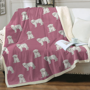 Watercolor Elegance Great Pyrenees Puppies Fleece Blanket - 8 Colors-Blanket-Bedding, Blankets, Great Pyrenees, Home Decor-Dusty Pink-Single-20