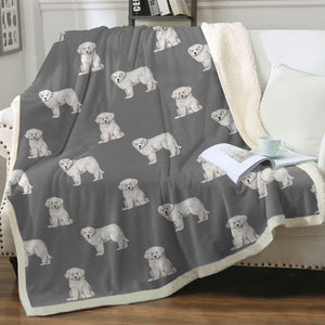 Watercolor Elegance Great Pyrenees Puppies Fleece Blanket - 8 Colors-Blanket-Bedding, Blankets, Great Pyrenees, Home Decor-Parisian Gray-Single-15