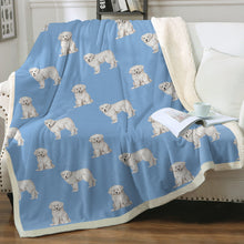 Load image into Gallery viewer, Watercolor Elegance Great Pyrenees Puppies Fleece Blanket - 8 Colors-Blanket-Bedding, Blankets, Great Pyrenees, Home Decor-Sky Blue-Single-21