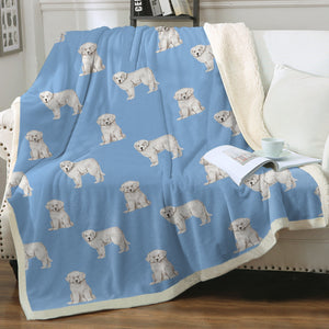 Watercolor Elegance Great Pyrenees Puppies Fleece Blanket - 8 Colors-Blanket-Bedding, Blankets, Great Pyrenees, Home Decor-Sky Blue-Single-21