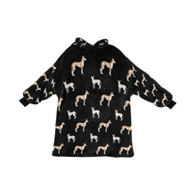 Load image into Gallery viewer, Watercolor Elegance Ibizan Hound Blanket Hoodie-Blanket-Apparel, Blanket Hoodie, Blankets, Dog Mom Gifts-Midnight Black-ONE SIZE-26