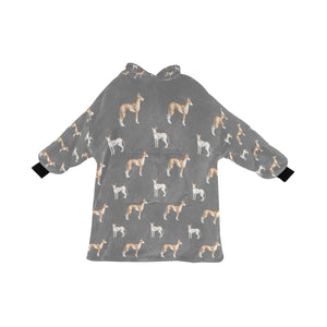 Watercolor Elegance Ibizan Hound Blanket Hoodie-Blanket-Apparel, Blanket Hoodie, Blankets, Dog Mom Gifts-Parisian Gray-ONE SIZE-23