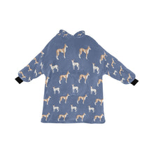 Load image into Gallery viewer, Watercolor Elegance Ibizan Hound Blanket Hoodie-Blanket-Apparel, Blanket Hoodie, Blankets, Dog Mom Gifts-Slate Blue-ONE SIZE-20