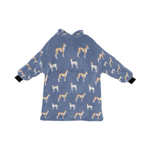 Watercolor Elegance Ibizan Hound Blanket Hoodie-Blanket-Apparel, Blanket Hoodie, Blankets, Dog Mom Gifts-Slate Blue-ONE SIZE-20