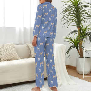 Watercolor Elegance Ibizan Hound Pajamas Set for Women-Pajamas-Apparel, Dog Mom Gifts, Ibizan Hound, Pajamas-S-CornflowerBlue-15