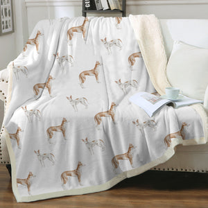 Watercolor Elegance Ibizan Hound Sherpa Fleece Blanket - 8 Colors-Blanket-Bedding, Blankets, Home Decor, Ibizan Hound-3