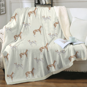 Watercolor Elegance Ibizan Hound Sherpa Fleece Blanket - 8 Colors-Blanket-Bedding, Blankets, Home Decor, Ibizan Hound-4