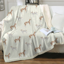 Load image into Gallery viewer, Watercolor Elegance Ibizan Hound Sherpa Fleece Blanket - 8 Colors-Blanket-Bedding, Blankets, Home Decor, Ibizan Hound-Ivory Cream-Single-19