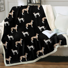 Load image into Gallery viewer, Watercolor Elegance Ibizan Hound Sherpa Fleece Blanket - 8 Colors-Blanket-Bedding, Blankets, Home Decor, Ibizan Hound-Midnight Black-Single-22