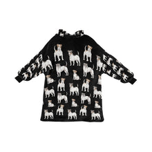 Load image into Gallery viewer, Watercolor Elegance Jack Russell Terriers Blanket Hoodie-Blanket-Apparel, Blanket Hoodie, Blankets, Dog Mom Gifts, Jack Russell Terrier-Midnight Black-ONE SIZE-26