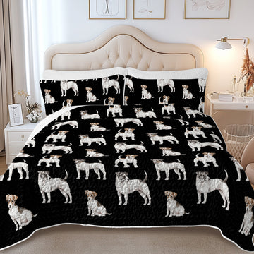 Watercolor Elegance Jack Russell Terriers Quilted Bedding Set-Bedding-Bedding,Blankets,Christmas,Home Decor-10