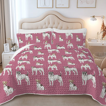 Watercolor Elegance Jack Russell Terriers Quilted Bedding Set-Bedding-Bedding,Blankets,Christmas,Home Decor-13