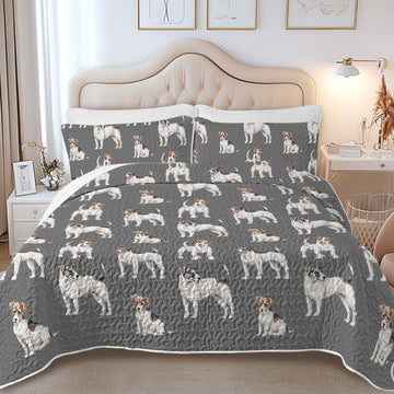Watercolor Elegance Jack Russell Terriers Quilted Bedding Set-Bedding-Bedding,Blankets,Christmas,Home Decor-14