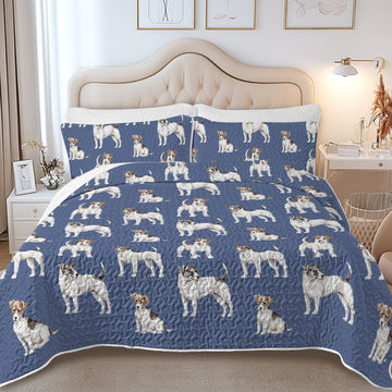 Watercolor Elegance Jack Russell Terriers Quilted Bedding Set-Bedding-Bedding,Blankets,Christmas,Home Decor-7