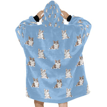 Load image into Gallery viewer, Watercolor Elegance Merle Corgis Blanket Hoodie-Blanket-Apparel, Blanket Hoodie, Blankets, Corgi, Dog Mom Gifts-22