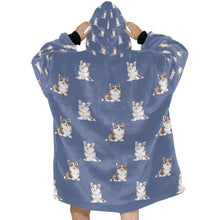 Load image into Gallery viewer, Watercolor Elegance Merle Corgis Blanket Hoodie-Blanket-Apparel, Blanket Hoodie, Blankets, Corgi, Dog Mom Gifts-25