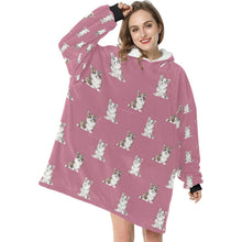 Load image into Gallery viewer, Watercolor Elegance Merle Corgis Blanket Hoodie-Blanket-Apparel, Blanket Hoodie, Blankets, Corgi, Dog Mom Gifts-3