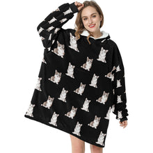 Load image into Gallery viewer, Watercolor Elegance Merle Corgis Blanket Hoodie-Blanket-Apparel, Blanket Hoodie, Blankets, Corgi, Dog Mom Gifts-7