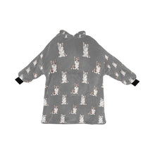 Load image into Gallery viewer, Watercolor Elegance Merle Corgis Blanket Hoodie-Blanket-Apparel, Blanket Hoodie, Blankets, Corgi, Dog Mom Gifts-Parisian Gray-ONE SIZE-26