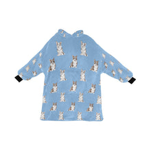 Load image into Gallery viewer, Watercolor Elegance Merle Corgis Blanket Hoodie-Blanket-Apparel, Blanket Hoodie, Blankets, Corgi, Dog Mom Gifts-Sky Blue-ONE SIZE-20