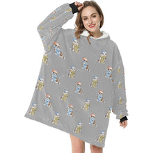 Load image into Gallery viewer, Watercolor Elegance Merle Corgis Christmas Blanket Hoodie-Blanket-Apparel, Blanket Hoodie, Blankets, Christmas, Corgi, Dog Mom Gifts-31