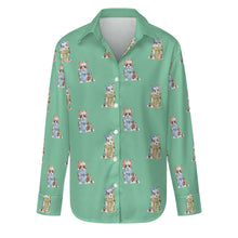 Load image into Gallery viewer, Watercolor Elegance Merle Corgis Christmas Women's Shirt-Apparel-Apparel, Christmas, Corgi, Dachshund, Dog Mom Gifts, Shirt-Mint Green-S-27
